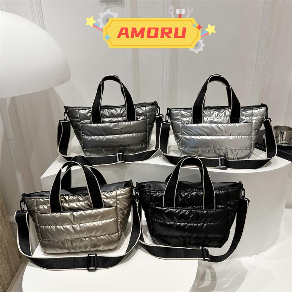AMOR12U7 Fluffy Puffer กระเป๋าถือ,หลายกระเป๋าความจุขนาดใหญ่ผู้หญิง Tote อเนกประสงค์ Casual กระเป๋าแม