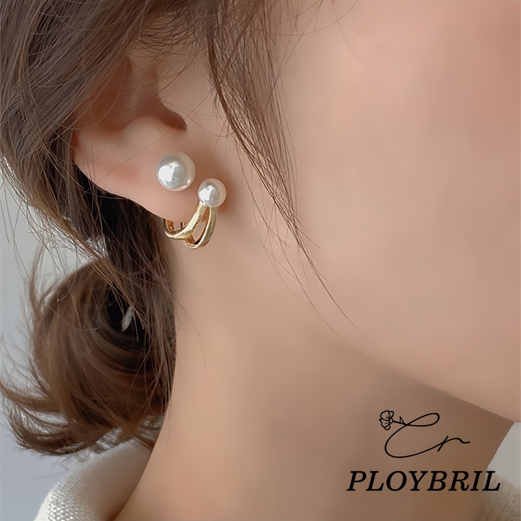 PLOYBRIL ต่างหูเข็มเงินมุก 925 ซื้อ1คู่ เเถม 1คู่ หรูหรา เรียบง่ายเครื่องประดับสำหรับผู้หญิง พร้อมส่งจากไทยค่ะ❤️ E093