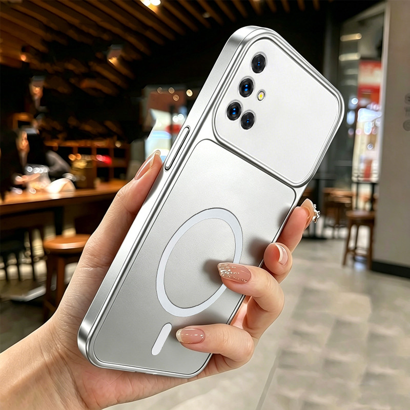 กรณีสําหรับ SAMSUNG a51 a71 4G เคสโทรศัพท์ Softcase ซิลิโคนกันกระแทกใหม่ออกแบบความงาม Matte โลหะเงินสําหรับสาวแม่เหล็ก DSCBS1