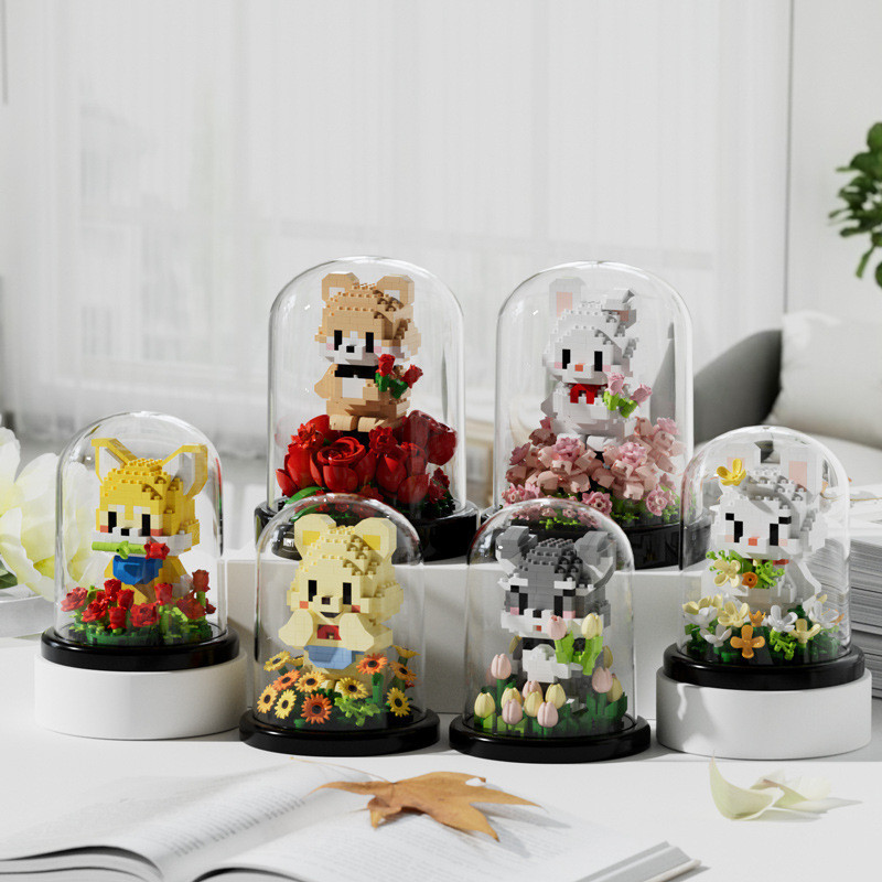 Lego Lechaocheng Lechuang 7243 Building Blocks Assembly สัตว์เลี้ยงน่ารัก Garden Rose Rabbit ของเล่น