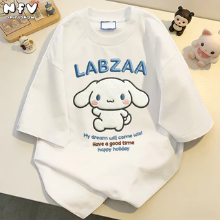 【จัดส่งตลอด 24 ชั่วโมง】NFV ใหม่ล่าสุด🌟แฟชั่นเกาหลี เสื้อยืดเปล่า ลายพิมพ์การ์ตูน ผ้าหนายับยากรีดง่าย ผ้าฝ้าย 100% YG6239