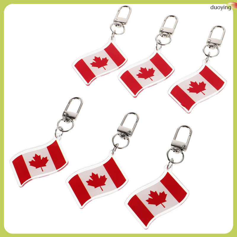 6 ชิ้นแคนาดาธงพวงกุญแจ: Cool Canadian พวงกุญแจรถ Key Purse Charms ของที่ระลึกสําหรับแคนาดาวันชาติโปรดปรานสําหรับเครื่องประดับตกแต่ง duoying