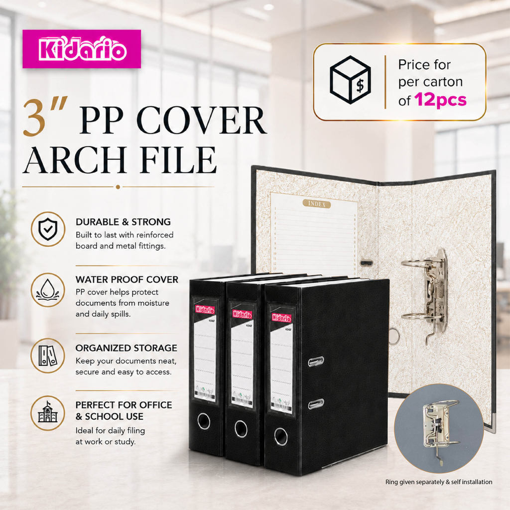 [12 ชิ้น] 3" F4 PP COVER ARCH FILE 2D RING FILE WATER PROOF COVER KAF-404F