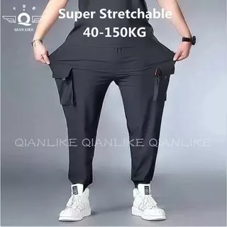 5XL 8XLกางเกงคาร์โก้ผู้ชาย พลัสไซส์ ทรงโอเวอร์ไซส์หลวม หลายกระเป๋า สีดำ ใส่สบายทุกอิริยาบถ ขายดี