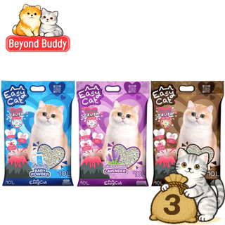 ( ยกกระสอบ 3 ถุง ) Easy Cat อีซี่ แคท ทรายแมวภูเขาไฟ ละเอียด จับก้อนเร็ว ยกกระสอบ 3 ถุง ถุงละ 10L