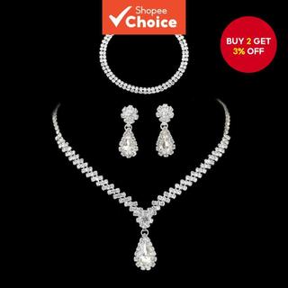 Bridal Crystal Crown Necklace Earring Set Women Wedding Party Gift, For Christmas Gift