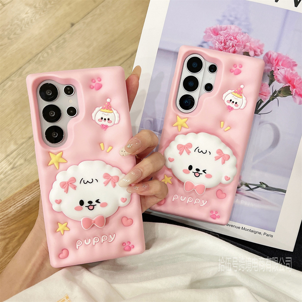 SAMSUNG สําหรับSamsungโทรศัพท์มือถือกรณีS26UltraซิลิโคนS25 anti-drop S24 S23 A56 A36 A26 A16 A35 A55 A57 ขาตั้งน่ารักลูกสุนัข
