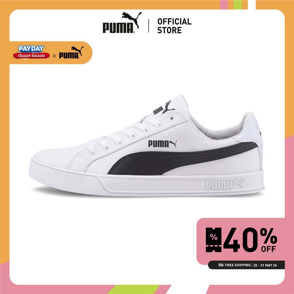 PUMA BASICS - รองเท้ากีฬา Smash Vulc Canvas สีขาว  - 37475401