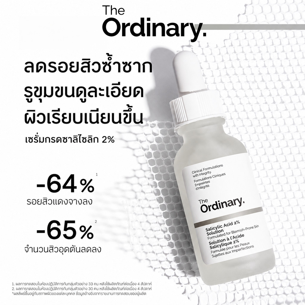 The Ordinary Salicylic Acid 2% Solution 30ml|BHA ลดสิวอุดตัน สิวเสี้ยน คุมมัน กระชับรูขุมขน ผิวเรียบเนียน กระจ่างใส