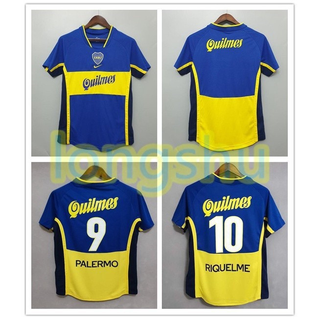 Retro 2001 Boca Juniors Home เสื้อฟุตบอลสีน้ําเงินสวมใส่ S-XXL