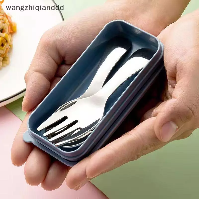 Hot Mini แบบพกพาช้อนส้อมบนโต๊ะอาหาร Outdoor Camping ชุดช้อนส้อมสแตนเลสสําหรับอาหารกลางวันเดินป่า Camp อุปกรณ์ทําอาหาร