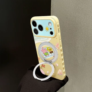 น่ารัก สพันจ์บ็อบ กางเกงทรงสี่เหลี่ยม เหมาะสําหรับ 17โปรแม็กซ์ เคสไอโฟน 15 ซิลิโคน 16 วงเล็บหมุน 14 การ์ตูน 13 หญิง