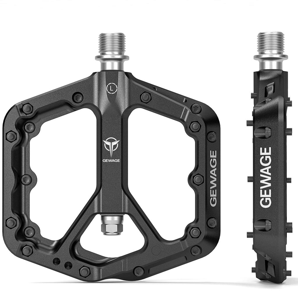 GEWAGE 9/16 Inch Wide Flat Bicycle Pedal - Non-Slip Resin for Cross Bikes and Road Bikes - Black (Mo