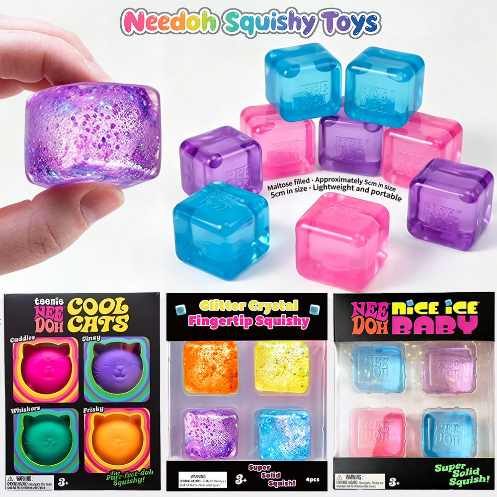 NeeDoh Nice Ice Baby Glitter คริสตัลและแมวเย็น Nee Doh Squishy ของเล่นสําหรับเด็กผู้ใหญ่