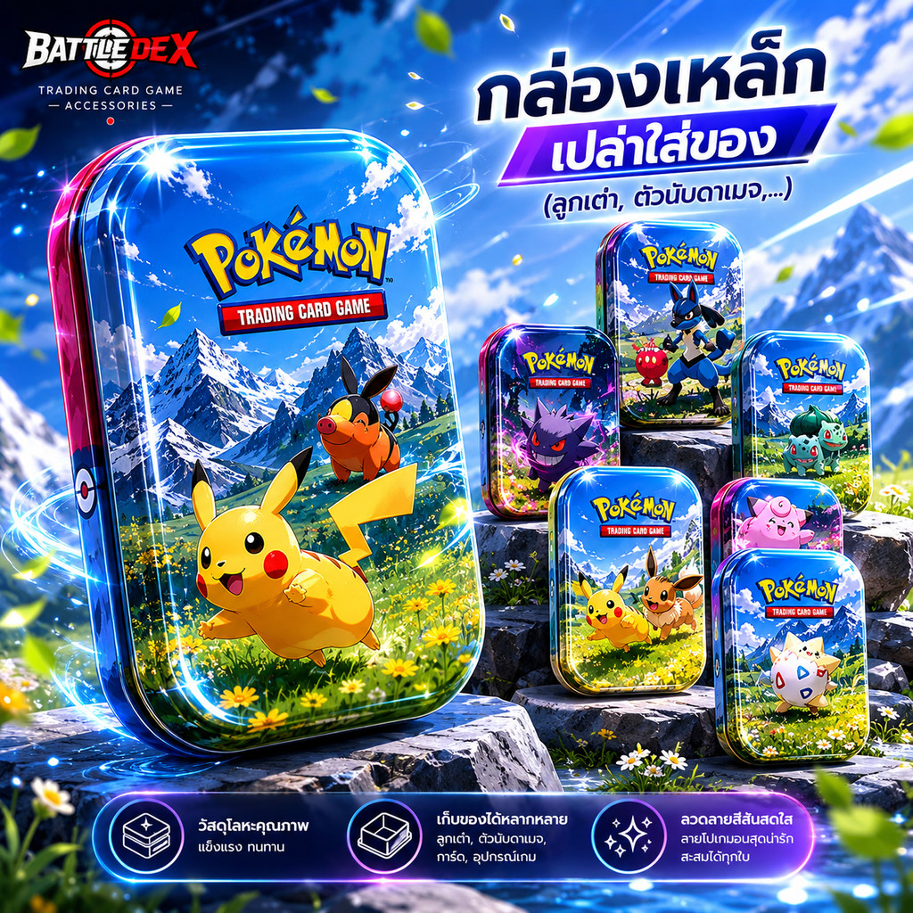 [Pokemon] กล่องใส่อุปกรณ์ เกมการ์ดโปเกมอน TCG จากชุด Ascended Heroes Tins