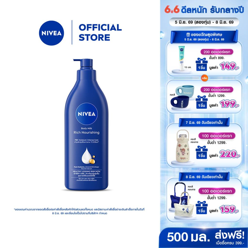 นีเวีย บอดี้ มิลค์ ริช นอร์ริชชิ่ง 500 มล.NIVEA โลชั่น body lotion