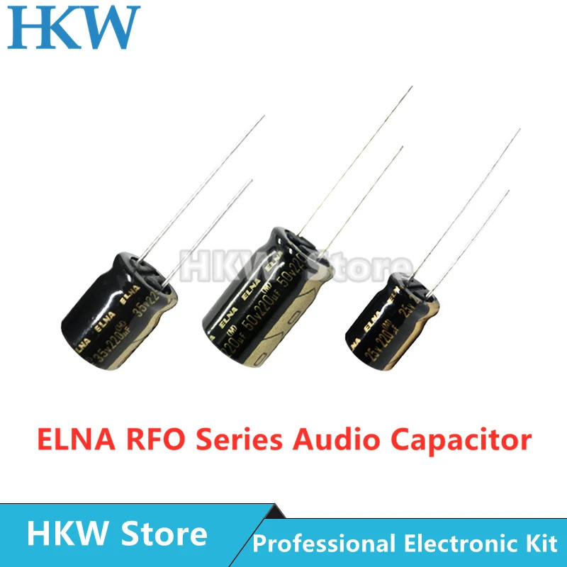 10pcs ELNA RFO Series HiFi Audio Capacitor 25V 35V 50V 100uF 220uF 100UF50V 220UF35V 220UF50V 100UF2