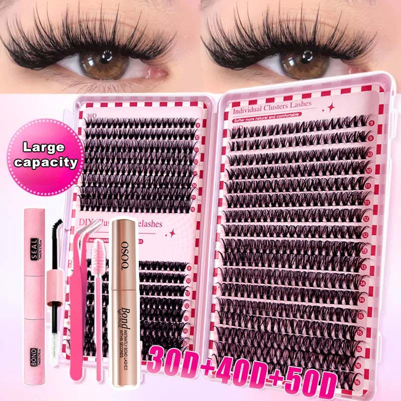 Pippi Beauty สินค้ายอดนิยมแนะนํา DIY ชุดขนตาปลอม ชุด 5 ชิ้น 30D 40D 8D ผสม 8-16 มม. พร้อมกาวเสื้อกัน