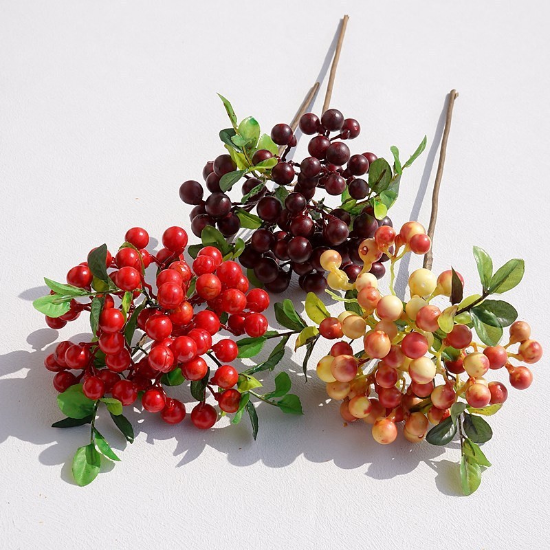 Single-stem round fruit foam berry home soft Finishing design 90 ส่งออกดอกไม้ประดิษฐ์,ดอกไม้ประดิษฐ์ขายส่ง