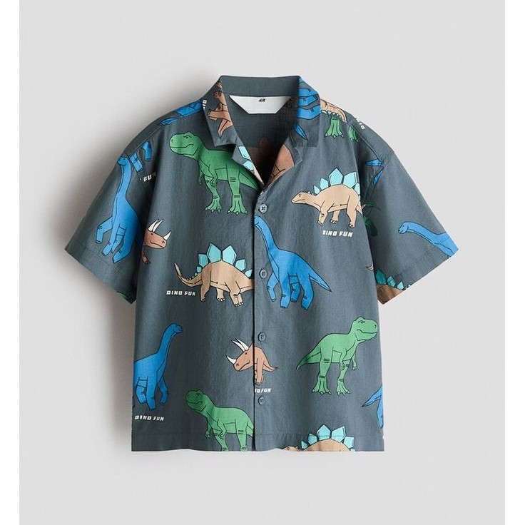 H&M(เอชแอนด์เอ็ม) เสื้อเชิ้ตผ้าฝ้ายพิมพ์ลายสำหรับวันพักผ่อน เด็กชาย 1343247_1
