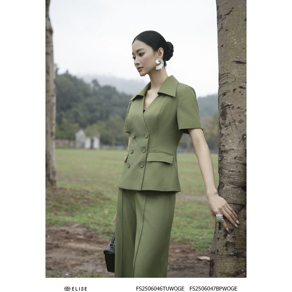เสื้อกั๊กสีเขียวมะกอกคอวี ออกแบบโดย Elise O2O รหัส FS2506046ทูวอซ