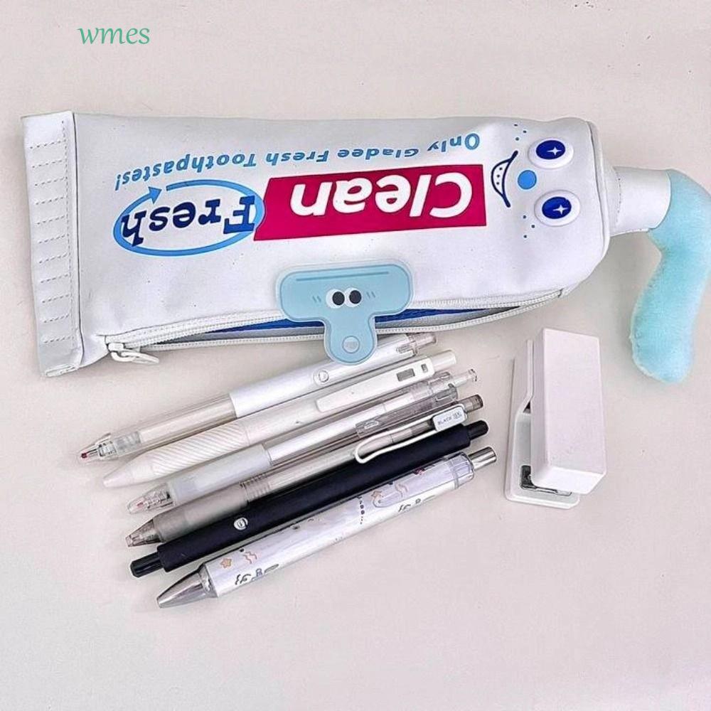 WMES1ZA Desktop Storage Pouch, Cosmetic ความจุขนาดใหญ่ยาสีฟันกล่องดินสอ,ตลก Multi-layer Pen Pouch กล