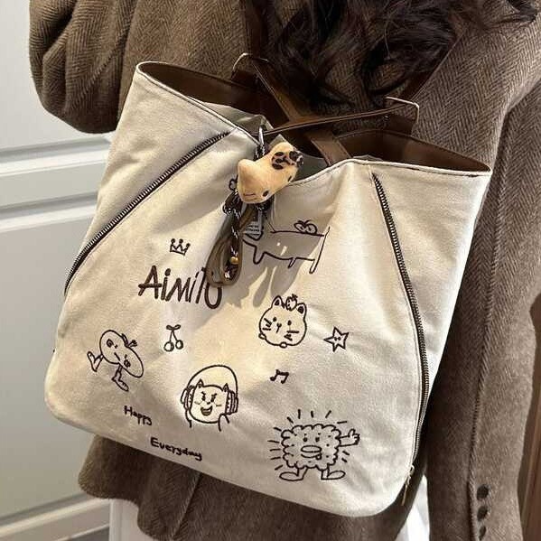 C Cute Printed Women's 2025 New Sle Large Capaci Commuter Oulder Trendy Handbag Casual Simple Sle C