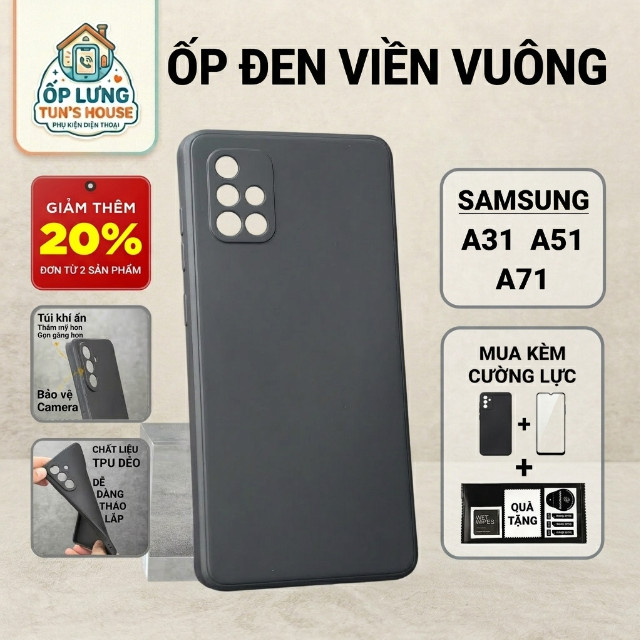 เคส Samsung M23 5G / M52 5G เคส Tun House เคสสีดําล้วน | เคสโทรศัพท์แบบยืดหยุ่น SS galaxy ปกป้องกล้อ