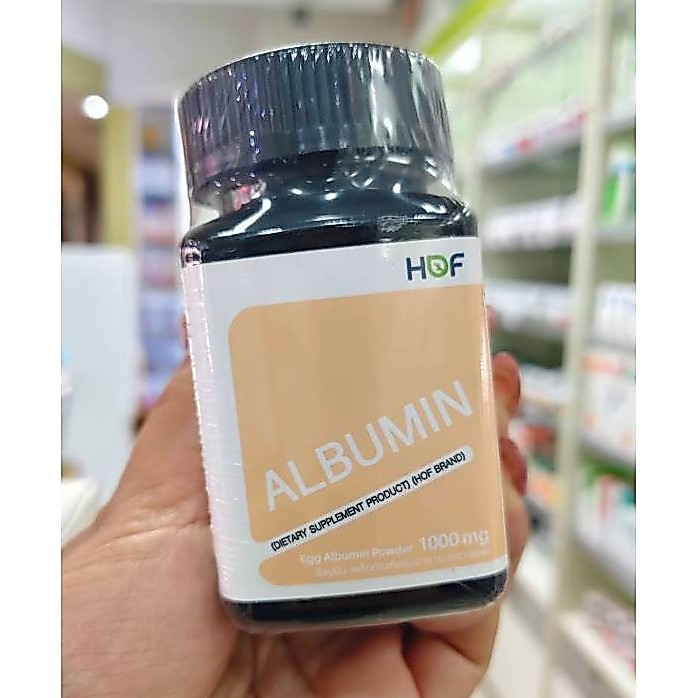 HOF Albumin 1000 mg 60 เม็ด ผงไข่ขาวเม็ด โปรตีนจากไข่ขาว