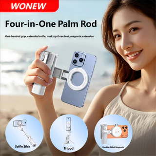 WONEW ไม้เซลฟี่แม่เหล็ก MagSafe รีโมทบลูทูธ ขาตั้งมือถือพกพา สามารถซูมภาพ อุปกรณ์ถ่าย Vlog ไลฟ์สด ท่องเที่ยว