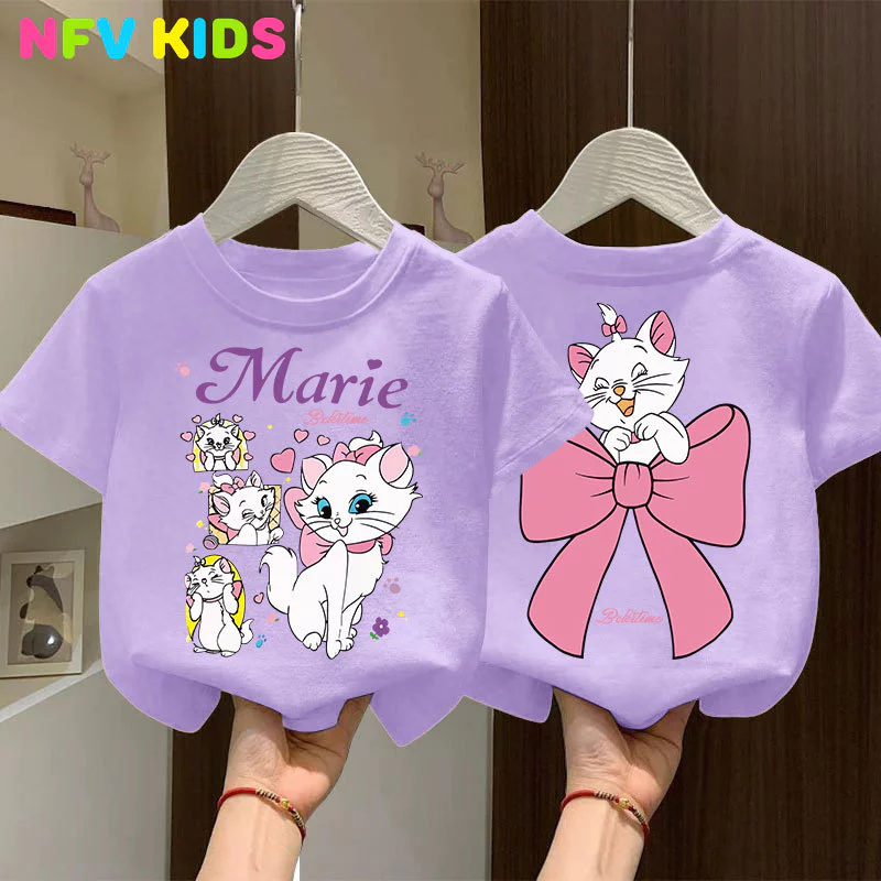 【พร้อมส่ง&COD】NFV KIDS เสื้อยืดแขนสั้นเด็ก💕ใส่สบาย ระบายอากาศ ทันสมัยและเรียบง่าย ทรงหลวม ลายแมวน่ารัก ผ้าฝ้าย100% YG5989