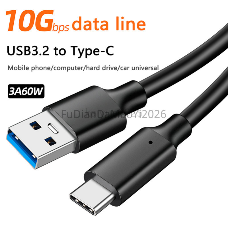 FUDIANDA USB A ถึง Type-C 3.2 10Gbps Type C Data Transfer USB C SSD Hard Disk สาย PD 60W 3A Quick Charge 3.0 สายชาร์จสําหรับ OPPO Reno 15 15F 15Pro