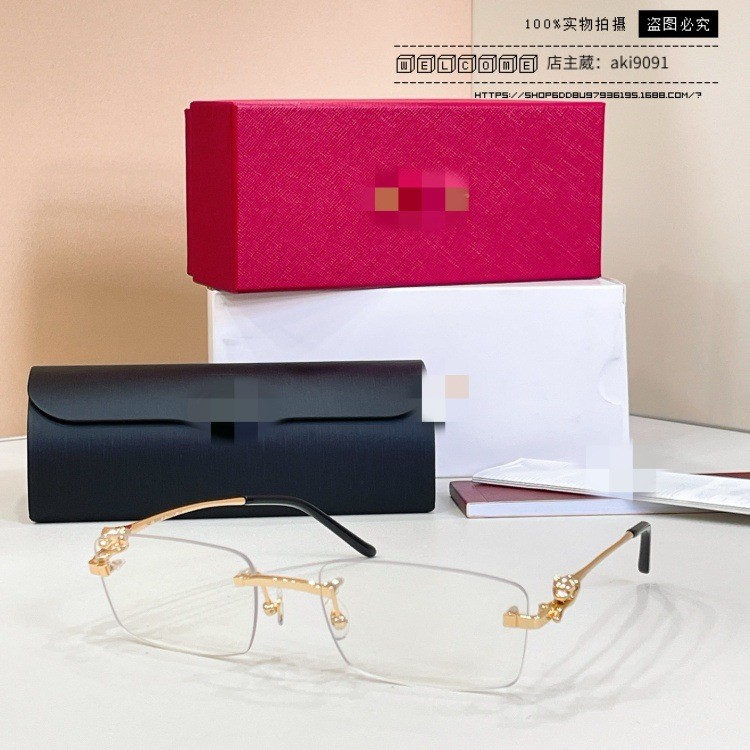 Carti Square Frameless ยุโรปอเมริกัน ins Star กรอบแว่นตาสไตล์เดียวกันสามารถจับคู่กับสายตาสั้นหญิงธรร