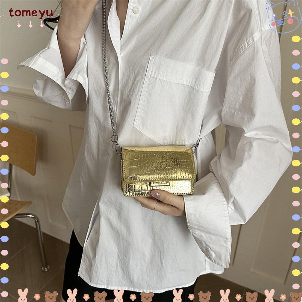 TOMEYU Square Bag, Solid Color Chain Strap Crossbody Bag, Fashion PU Leather Tote Bag Women