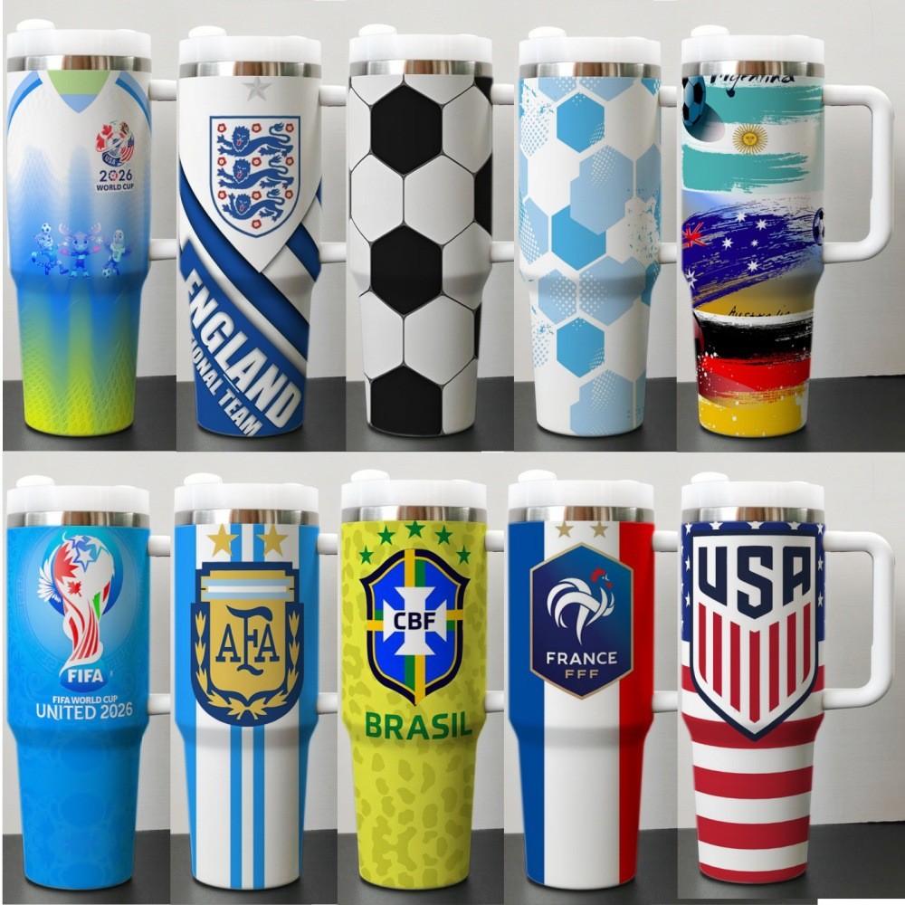แก้วน้ํา 40ออนซ์ ถ้วยมาสเตอร์น้ําแข็งสแตนเลส 2026 ฟุตบอลโลก FIFA ถ้วยรถถ้วย