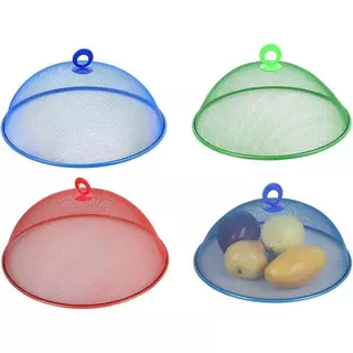 ฝาชีพลาสติกครอบอาหาร ขนาด 28x11 cm (มี 3 สี) ฝาชีโบราณ ที่ครอบอาหารลวดตาข่าย ฝาชีลวดตาข่าย ฝาชีตะแกรงพลาสติก ฝาชีสีเข้ม