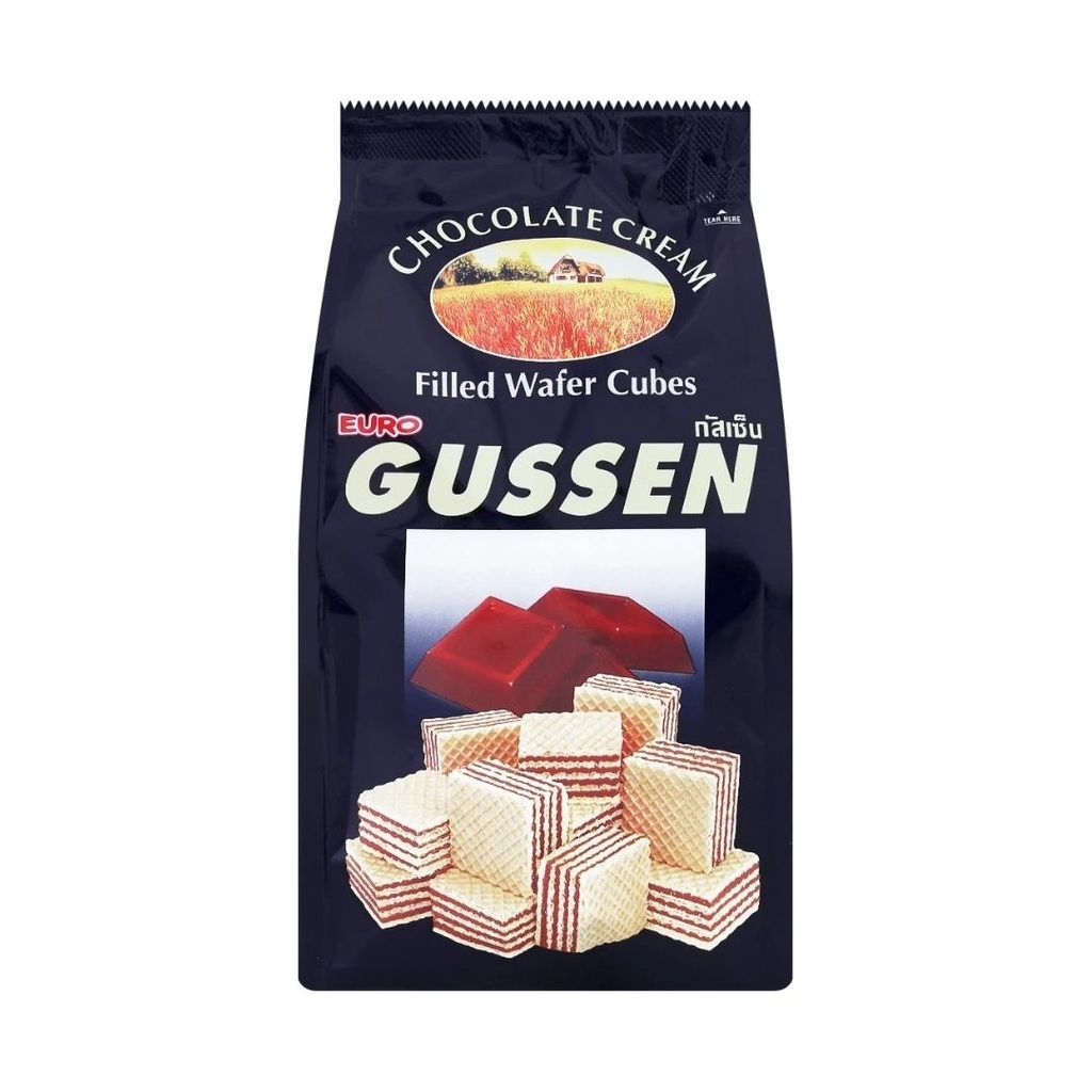 กัสเซ็น เวเฟอร์คิวบ์สอดไส้ครีมรสช็อกโกแลต Gussen Choco Cube 100g.