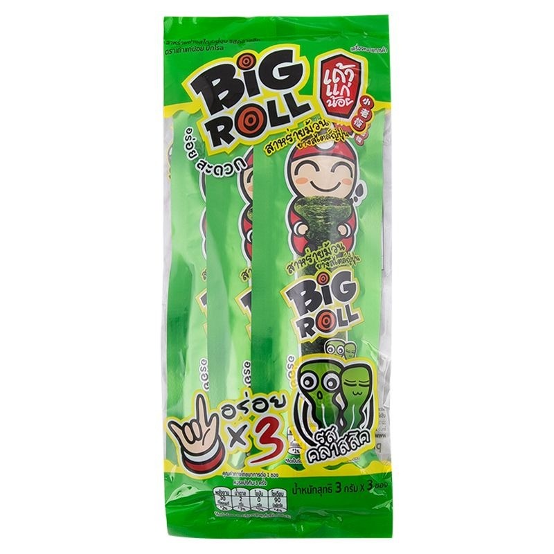 เถ้าแก่น้อยบิ๊กโรลสาหร่ายสไตล์ญี่ปุ่นรสคลาสสิค 7.5กรัม Taokeanoi BigRoll Classic 7.5g [หมายเลขบาร์โค้ด 8858702410748 ]
