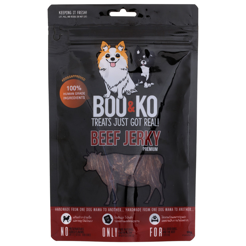 บูแอนด์โคเจอร์กี้เนื้อวัว 50กรัม Boo&Ko Beef Jerky 50g. [หมายเลขบาร์โค้ด 8857125938075 ]