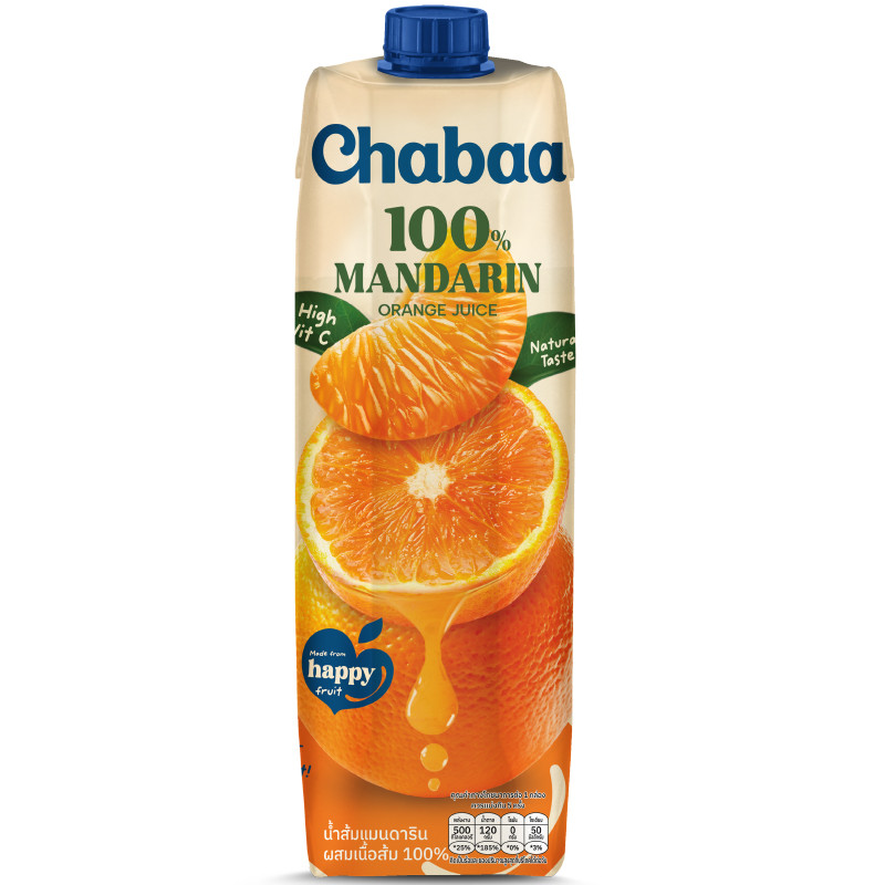 ชบาน้ำส้มแมนดารินผสมเนื้อส้ม100เปอร์เซ็น 1ลิตร Chabaa MandarinOrange Juice 1L [หมายเลขบาร์โค้ด 8854761370115 ]