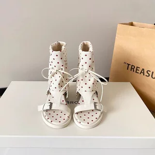 JINxCHOY Merad Retro Wedge Heel หนา Soled รองเท้าแตะฤดูร้อนสไตล์ใหม่แฟชั่นสบายๆกลางแจ้งสวมใส่ Anti-Slip สวมใส่อารมณ์รองเท้าสั้นรองเท้าแตะ