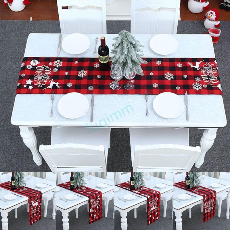 FQMM Christmas Table Runner Holiday Table Runners ผ้าปูโต๊ะ Placemat สําหรับห้องรับประทานอาหาร