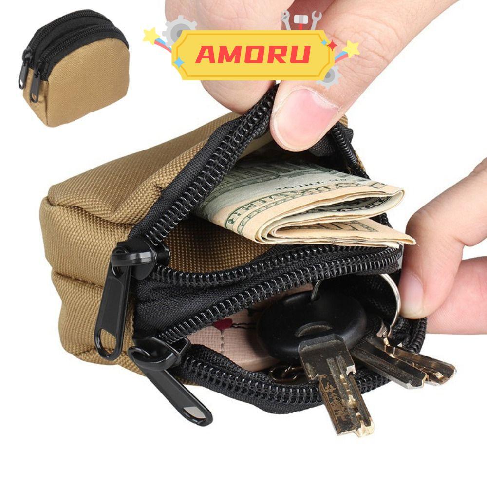 AMOR12U7 กระเป๋าคาดเอว, Mini Size Portable Outdoor Storage Pouch, Key Bag Durable Nylon Coin Wallet 