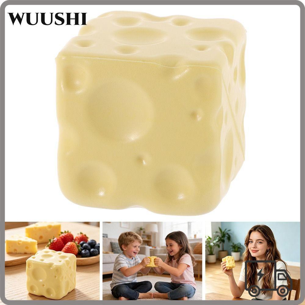 WUSHI ชีสของเล่นหยิก, Anti-Stress Shapeable ชีส Cube ความเครียด Ball, นวด Non-Bounce Squishy Texture ASMR Sensory ความเครียดของเล่นเด็กผู้ใหญ่