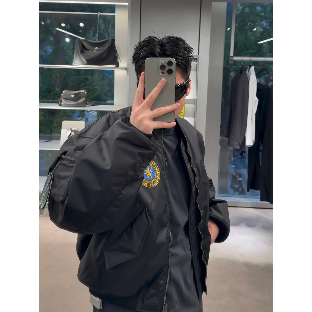 POPDADADA25 ฤดูใบไม้ร่วงฤดูหนาวเชลซี Badge Windproof ไนลอน BOMBER เบาะเสื้อแจ็คเก็ต MA1 BOMBER