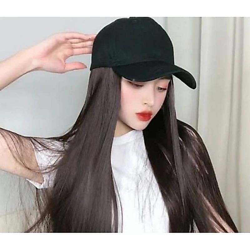 HAIRSTYLE WIG BASEBALL CAP ผมยาว WIG BASEBALL CAP WIG ผู้หญิงสไตล์เกาหลี WIG TRENDY ใหม่ล่าสุด