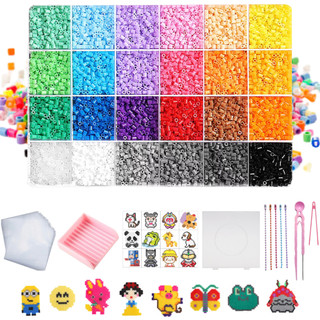 Kit Hama Beads 10.000 Peças Pinças + Ferramentas Pegboard 2,6mm 24 Cores Brinquedos Chaveiro