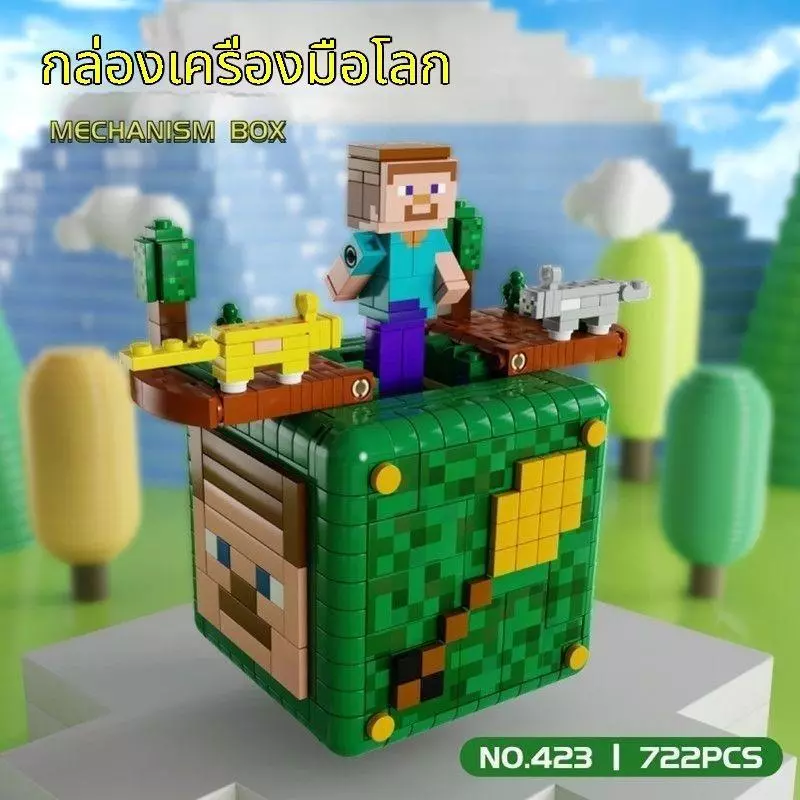 ตัวต่อเข้ากับเลโก้ ชุดตัวละครสตีฟ กล่องกลไก แมวป่า thumbnail 6
