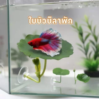 ใบไม้ปลอม ตกแต่งตู้ปลา ใบบัวเทียม ที่นอนปลากัด พืชน้ำเทียม หลบซ่อน วางไข่ พักผ่อน สวยงาม