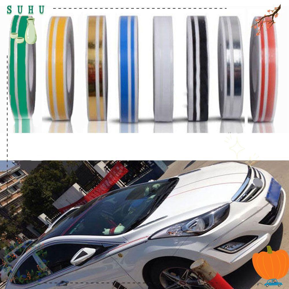 Suhu เทปสติกเกอร์ไวนิลลายเส้นคู่ 12mm สําหรับตกแต่งรถยนต์ รถจักรยานยนต์ กันน้ํา ทนต่อการซีดจาง